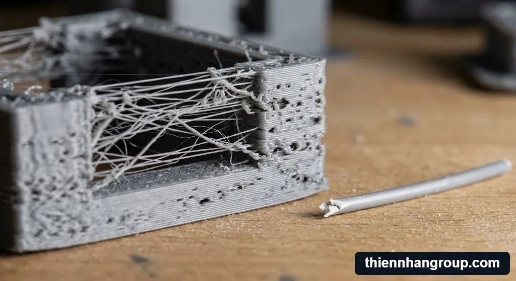 Xem ngay độ ẩm ảnh hưởng in 3d như thế nào qua lỗi kéo tơ và rỗ bọt khí.
