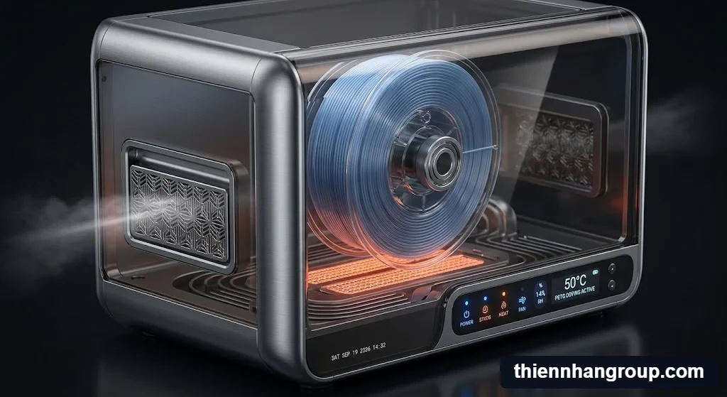 Thiết bị sấy chuyên dụng giải quyết độ ẩm ảnh hưởng in 3d như thế nào triệt để.