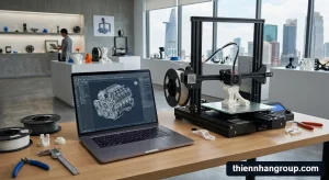 Hình ảnh tổng quan minh họa cho việc fusion 360 dùng cho in 3d như thế nào tại xưởng.