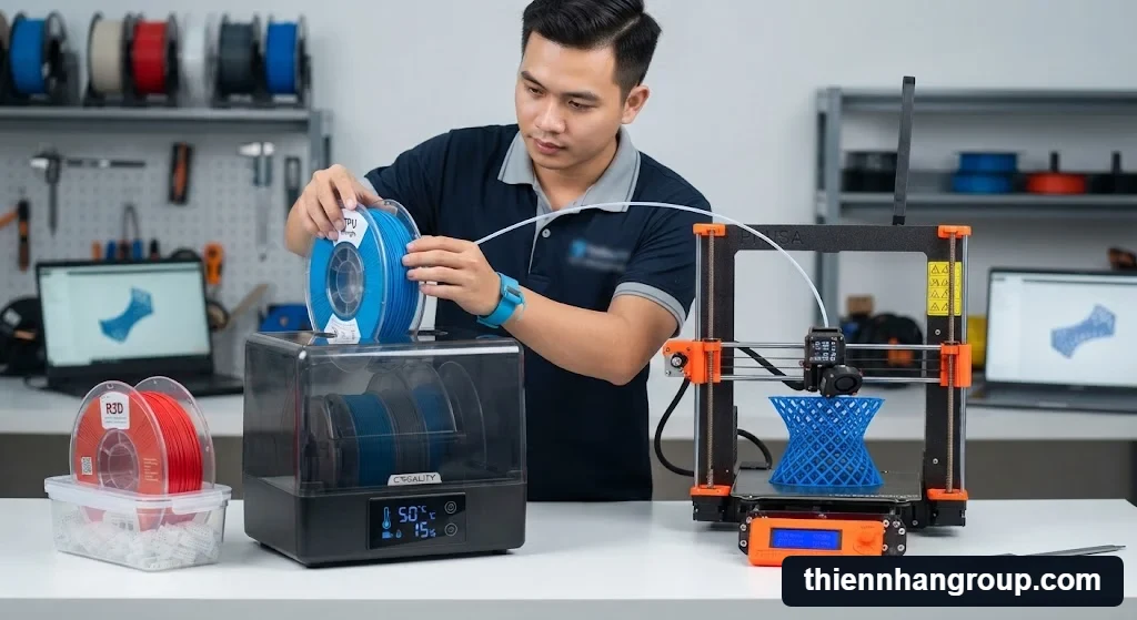 Quy trình bảo quản chống ẩm cuộn nhựa cho máy in 3d có in được đồ mềm không