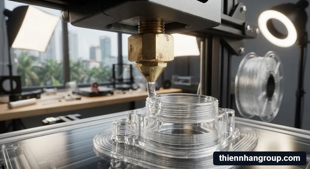 Góc chụp thông số cài đặt của máy in 3d có in được đồ trong suốt không trong thực tế.