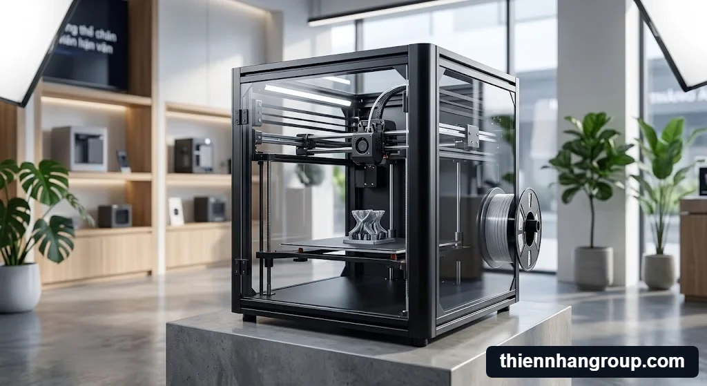 Hình ảnh tổng quan giải đáp máy in 3d corexy là gì với thiết kế khung hộp.