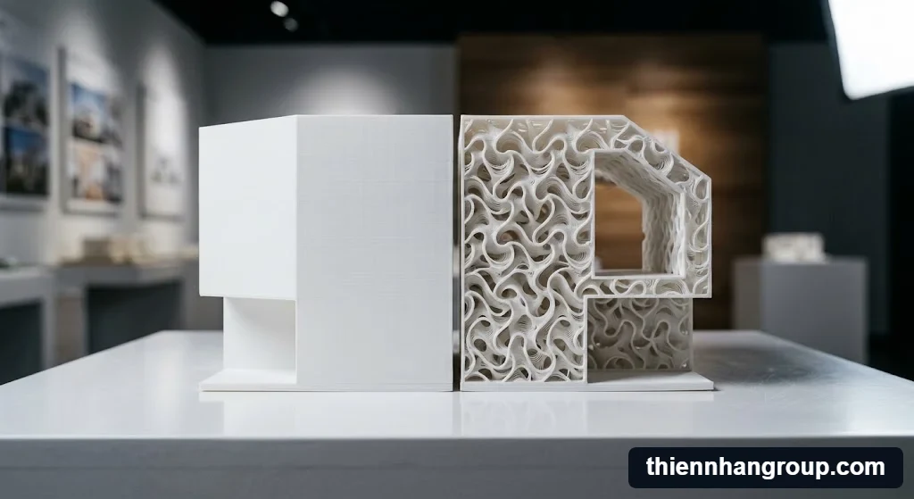 Hình ảnh tổng quan phân tích mô hình 3d nên đặc hay rỗng để tối ưu vật liệu.