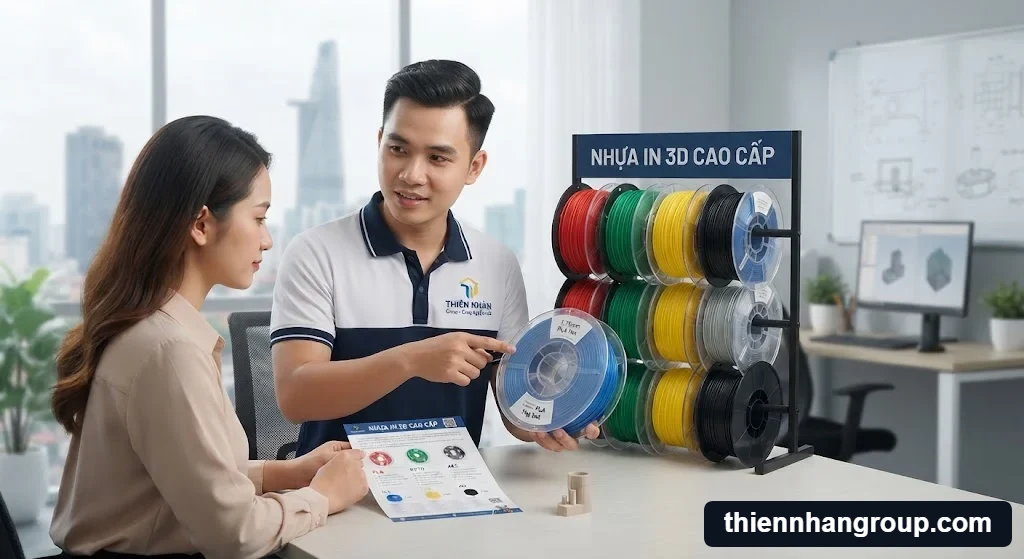 Kỹ thuật viên tư vấn chi tiết về một cuộn nhựa in 3d dùng được bao lâu cho khách hàng
