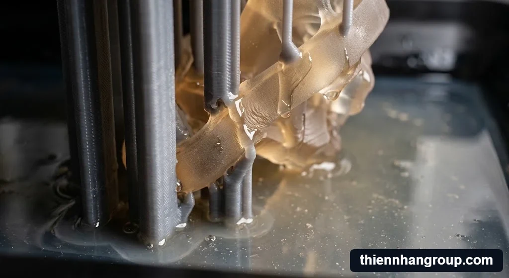 Cận cảnh hệ thống support dày khi áp dụng kỹ thuật in resin elastic là gì.