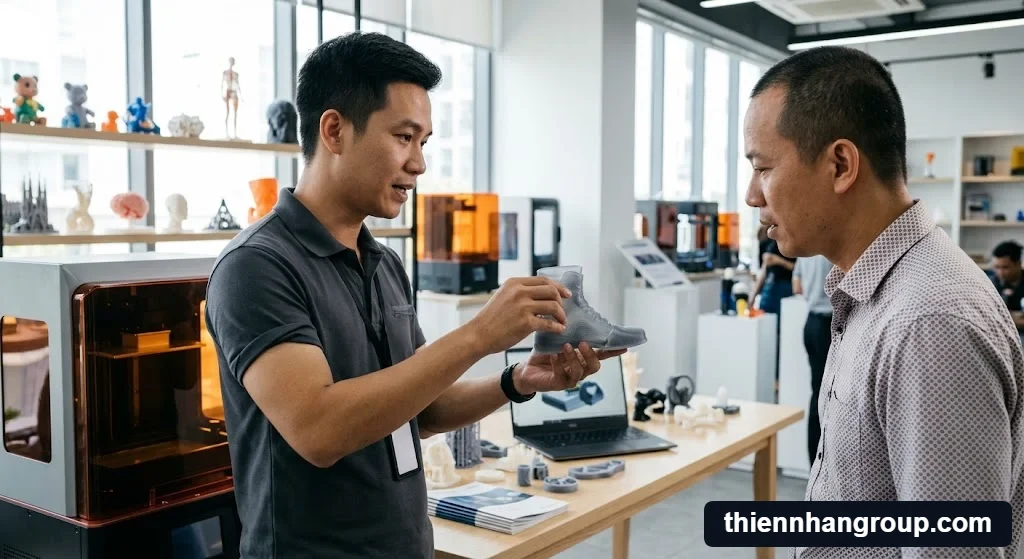 Chuyên gia kỹ thuật trực tiếp tư vấn giải pháp resin elastic là gì cho khách hàng.