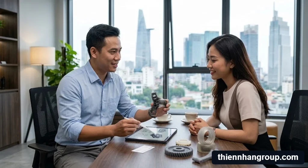 Kỹ thuật viên tư vấn giải pháp in 3D và giải đáp chuyên sâu resin flexible là gì.
