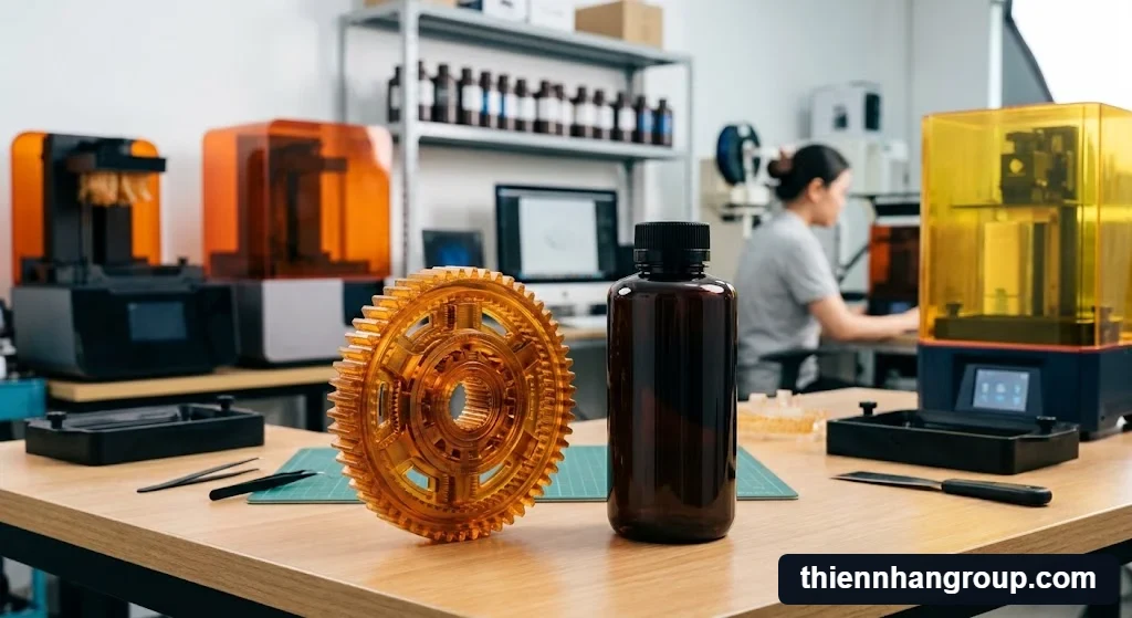 Hình ảnh tổng quan giải đáp resin high temp là gì trong phòng lab in 3D.