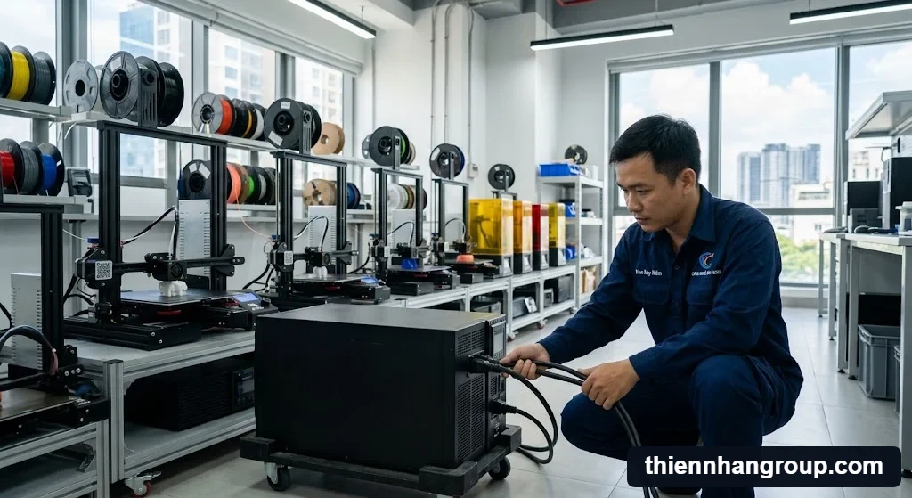 Kỹ thuật viên tư vấn ups có cần cho máy in 3d không tại xưởng